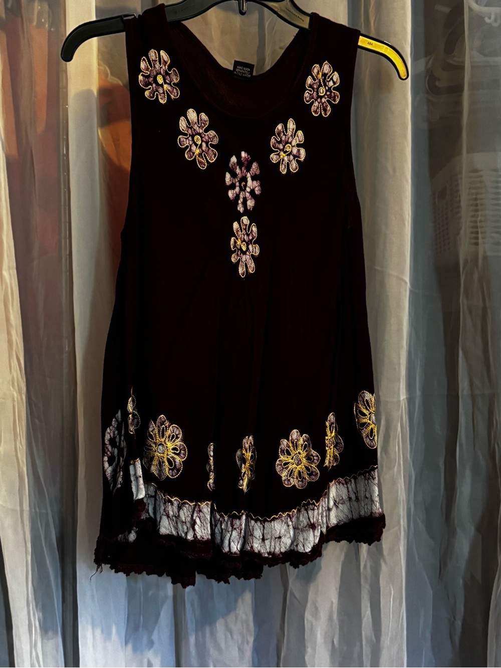 Burgundy Embroidered Floral Tank